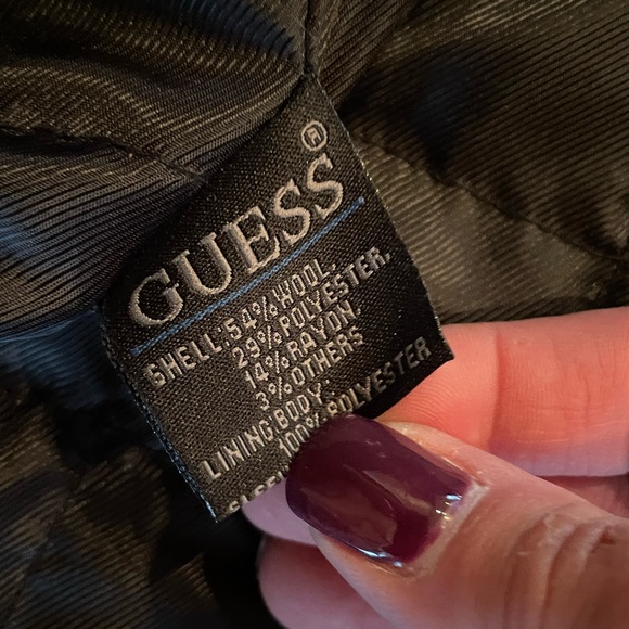 GUESS Sz M Full Zip Toggle Button Wool Blend Hooded lined Coat GUC - Picture 5 of 9